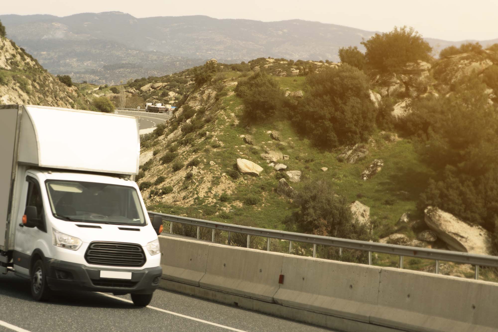 White delivery van on the highway in European Country