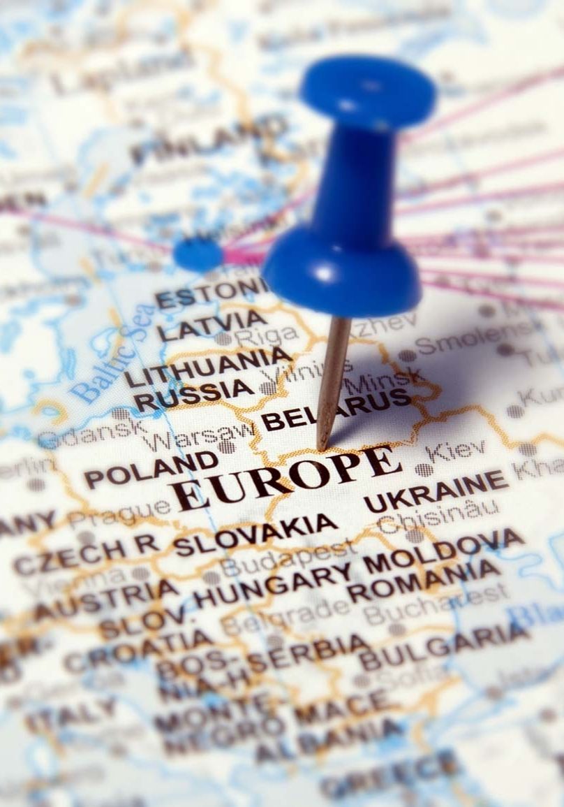 This is an image of a pin on a europe map.
